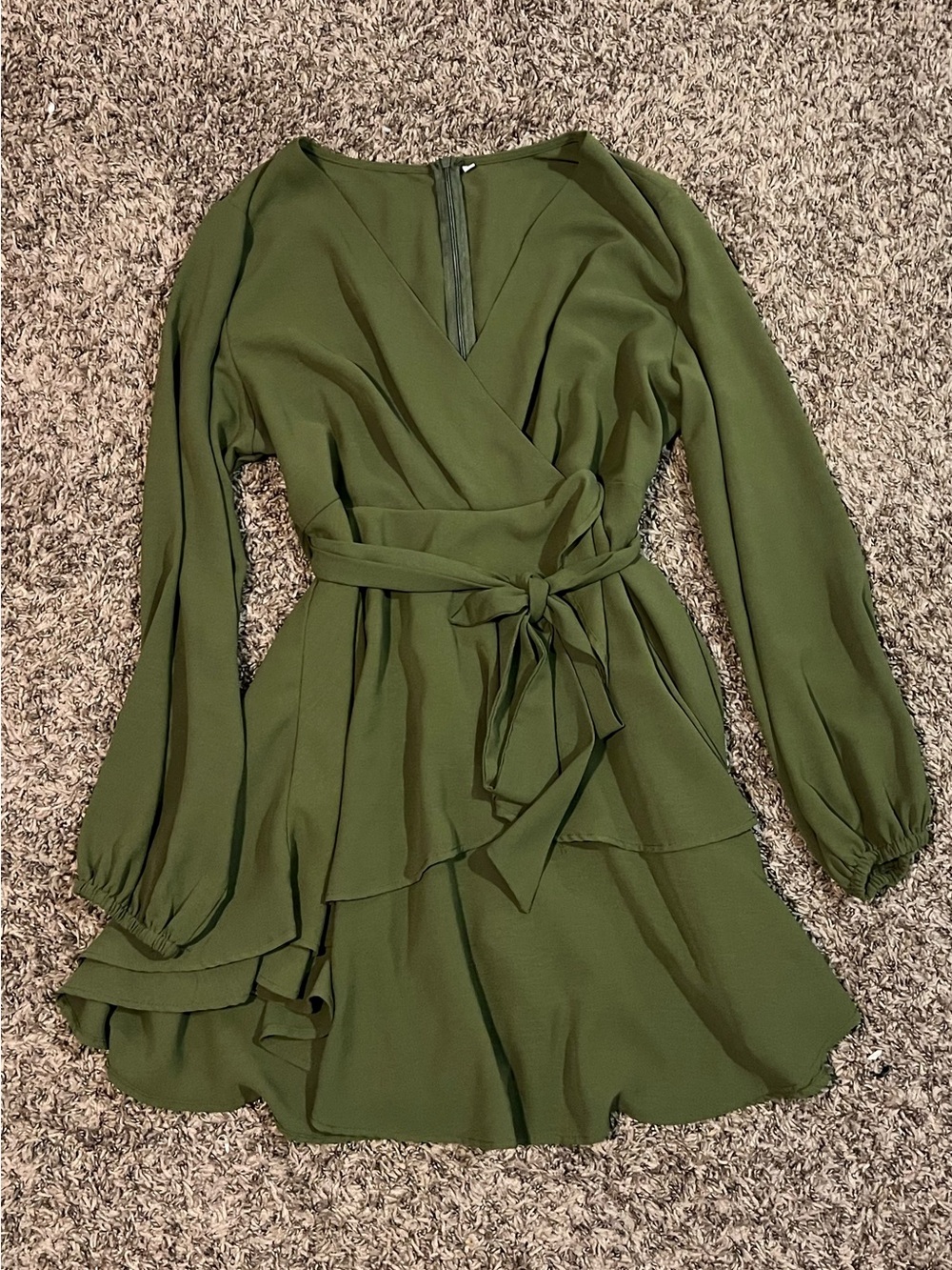 V-Neck Bohemian Wrap Tie Dress - Picture 3 of 9
